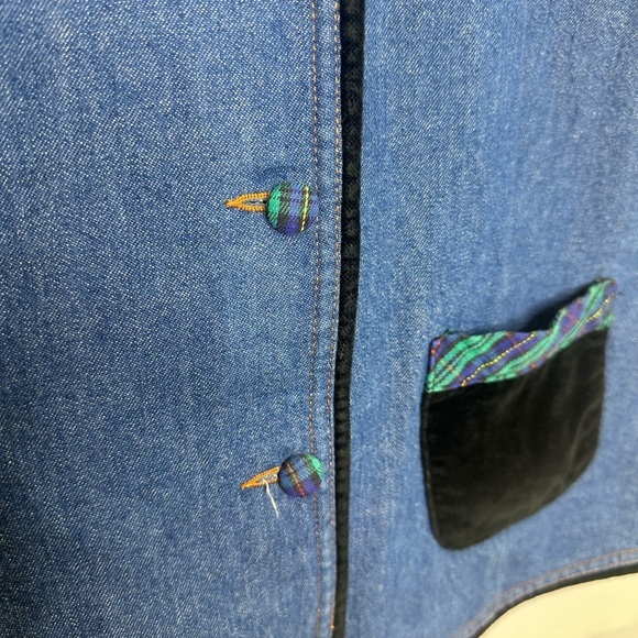 Vintage Napa Valley Denim Plaid Detail Vest – Made in USA -Women's Size Medium - Picture 2 of 7